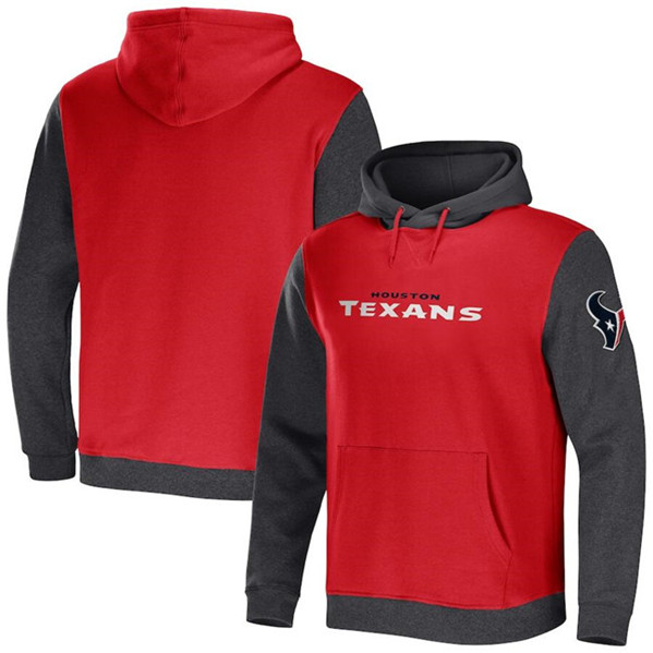 Houston Texans x Darius Rucker Collection Red/Charcoal Colorblock Pullover Hoodie